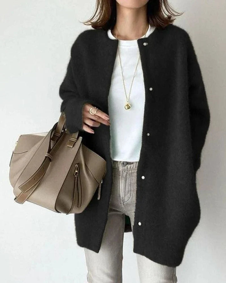 Guilaine | Women's Longline Open-Front Cardigan with Pearl Buttons