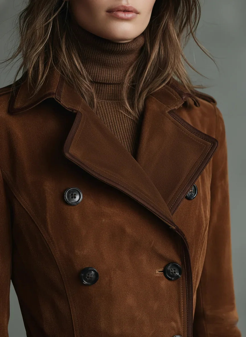Bathilde | Women's Slim Double-Breasted Coat with Belted Waist