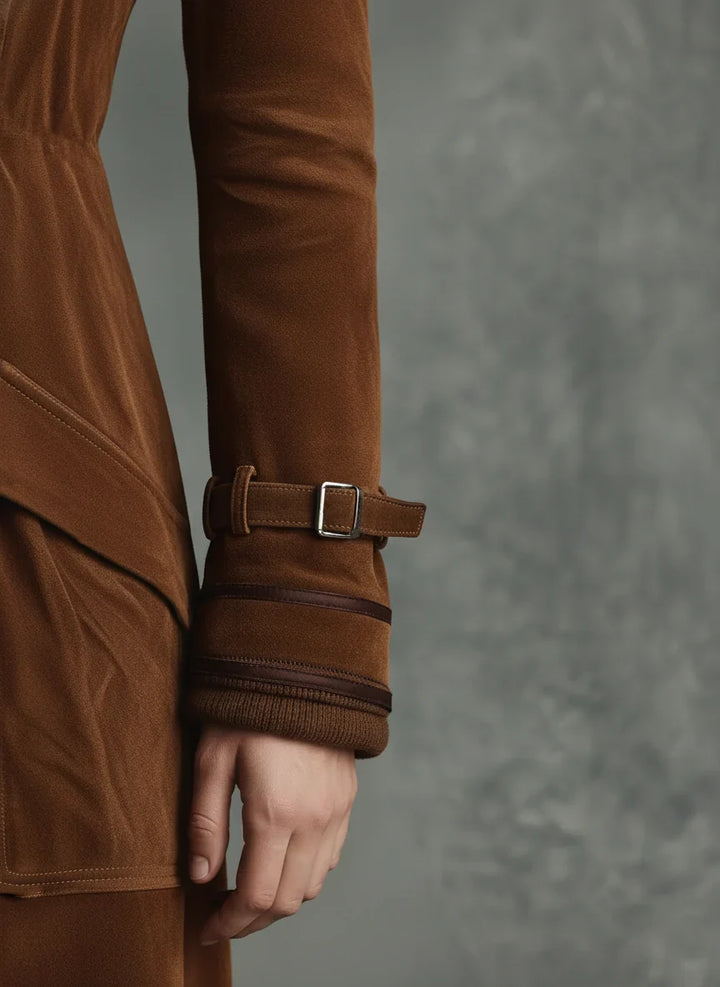 Bathilde | Women's Slim Double-Breasted Coat with Belted Waist