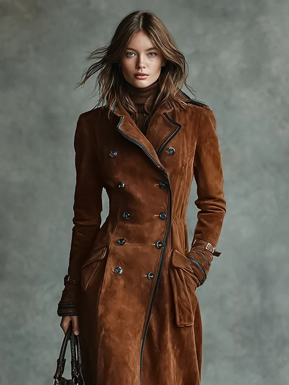 Bathilde | Women's Slim Double-Breasted Coat with Belted Waist