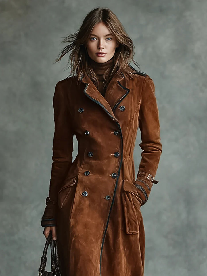 Bathilde | Women's Slim Double-Breasted Coat with Belted Waist