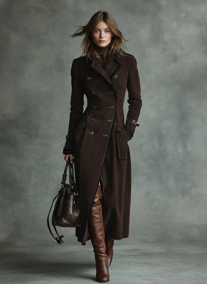 Bathilde | Women's Slim Double-Breasted Coat with Belted Waist
