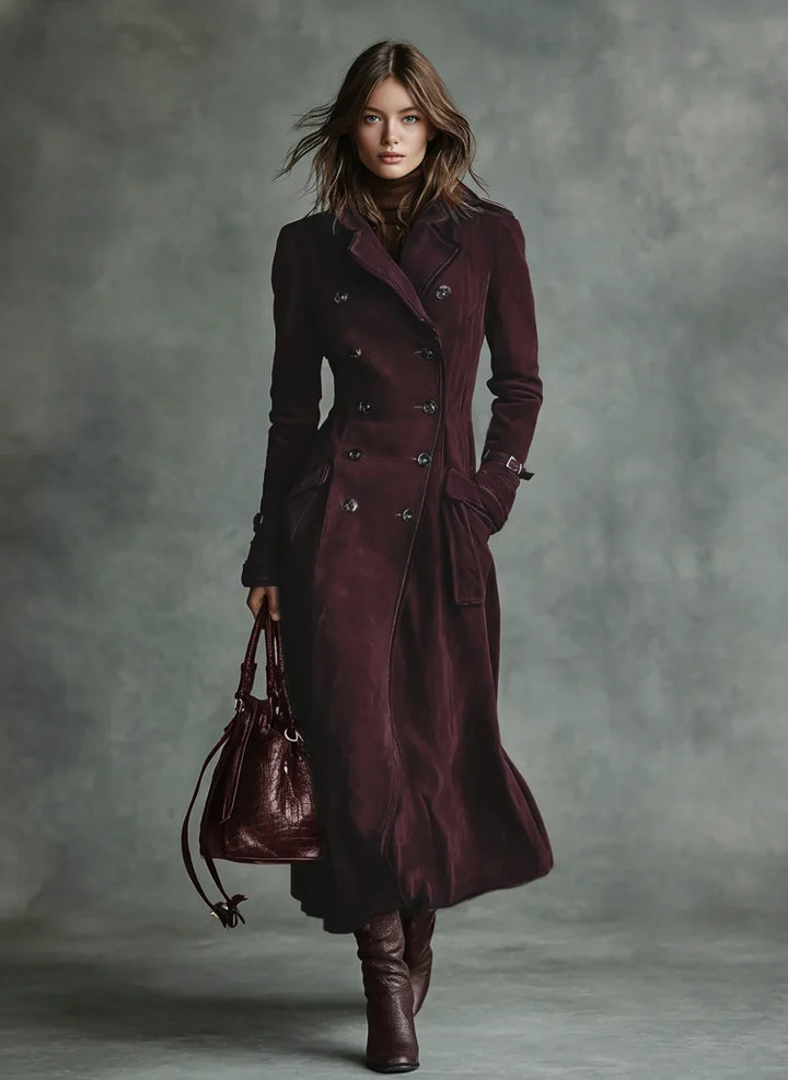 Bathilde | Women's Slim Double-Breasted Coat with Belted Waist