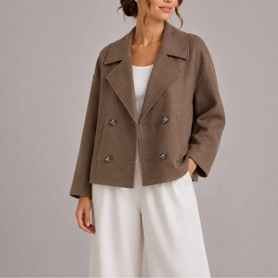 Sabine | Women's Cropped Double-Breasted Pea Coat