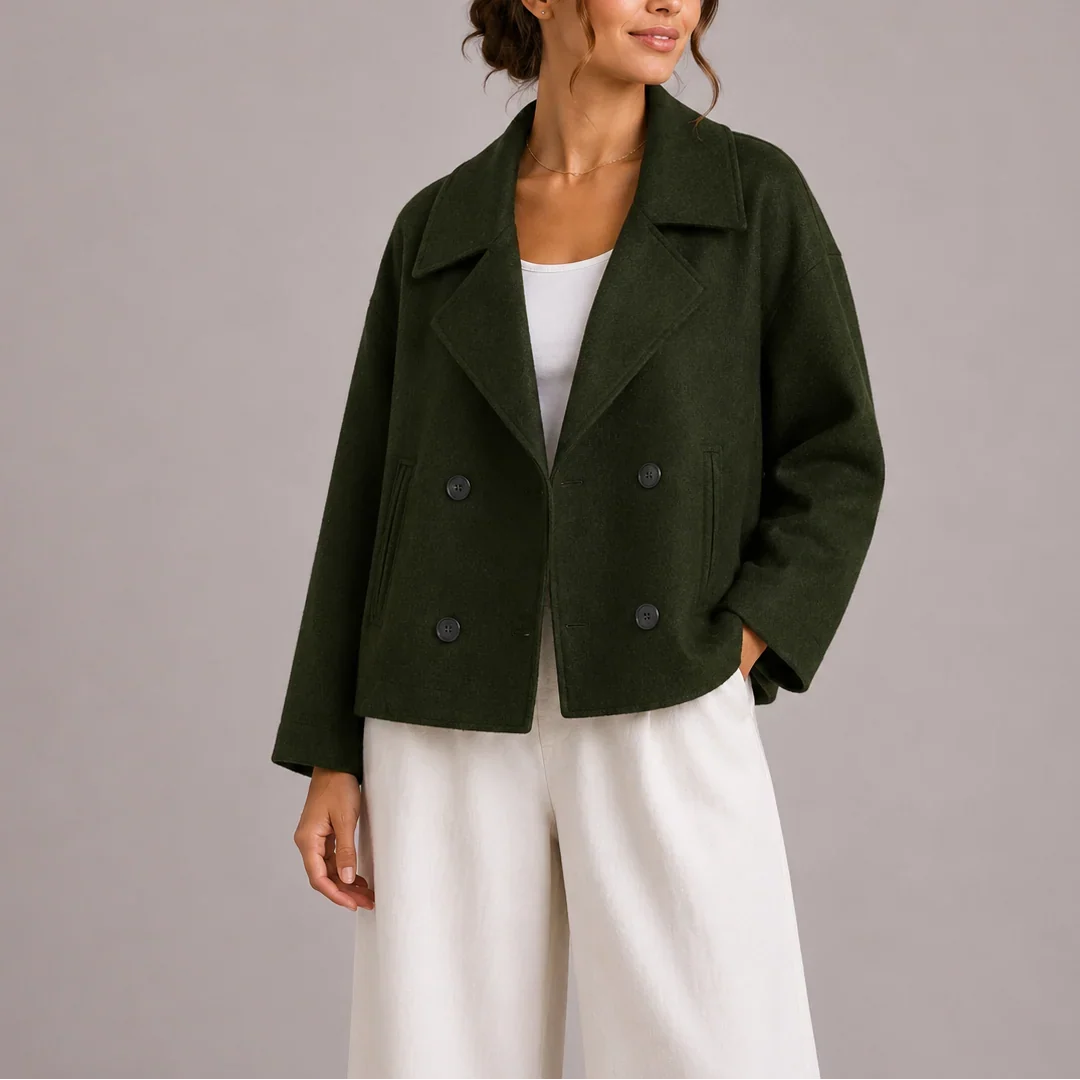 Sabine | Women's Cropped Double-Breasted Pea Coat