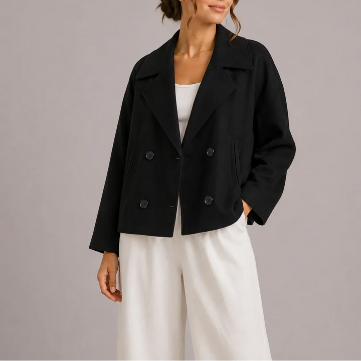 Sabine | Women's Cropped Double-Breasted Pea Coat