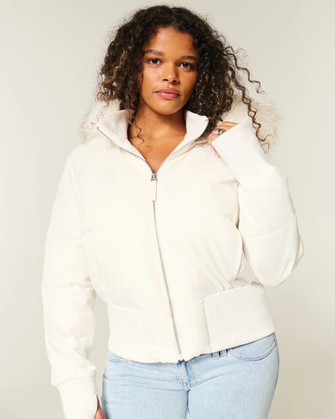Jacqueline | Women's Cropped Puffer Jacket with Trimmed Hood