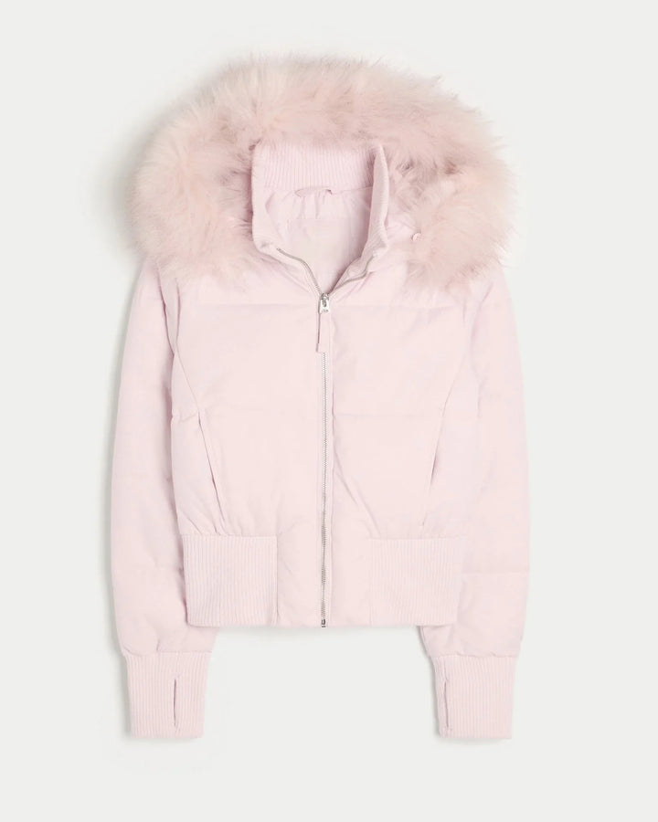 Jacqueline | Women's Cropped Puffer Jacket with Trimmed Hood
