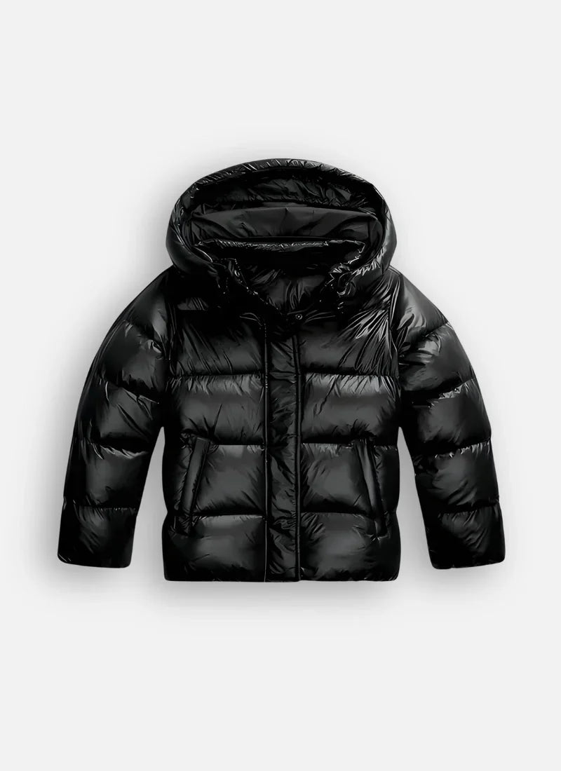 Pascaline | Women's Cropped Hooded Puffer Jacket with High Shine