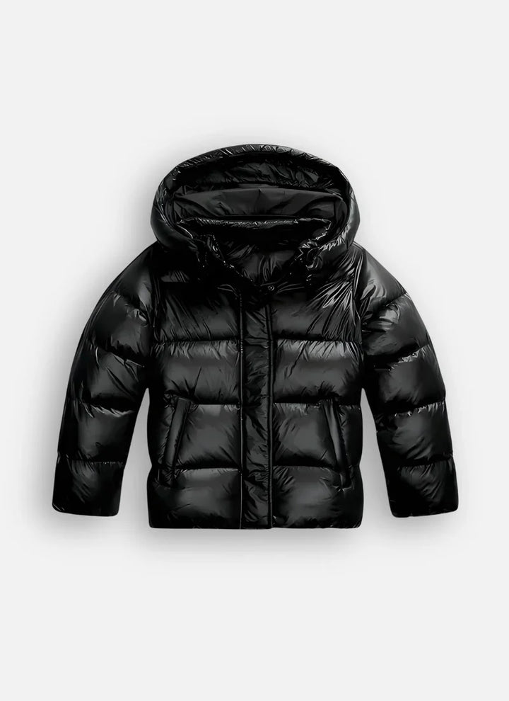 Pascaline | Women's Cropped Hooded Puffer Jacket with High Shine