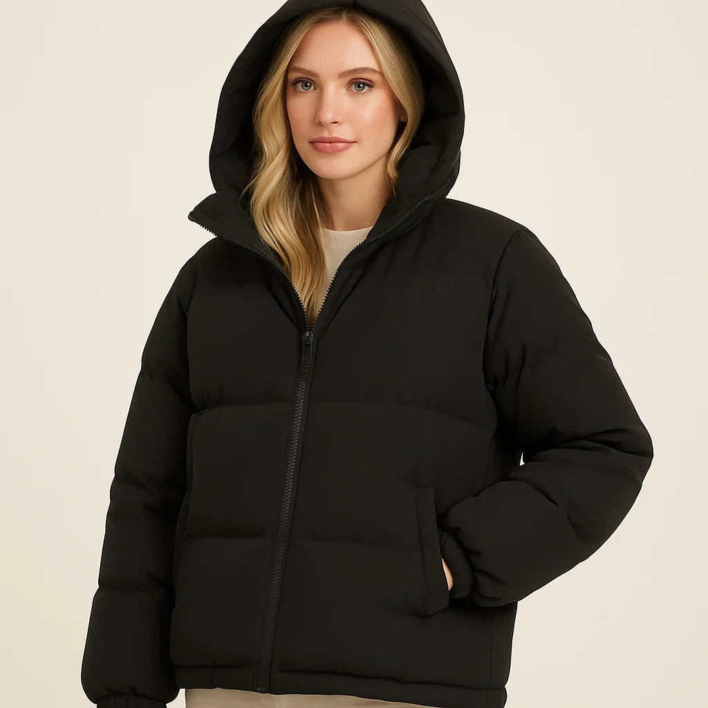 Brigitte | Women's Cropped Hooded Puffer with Oversized Body