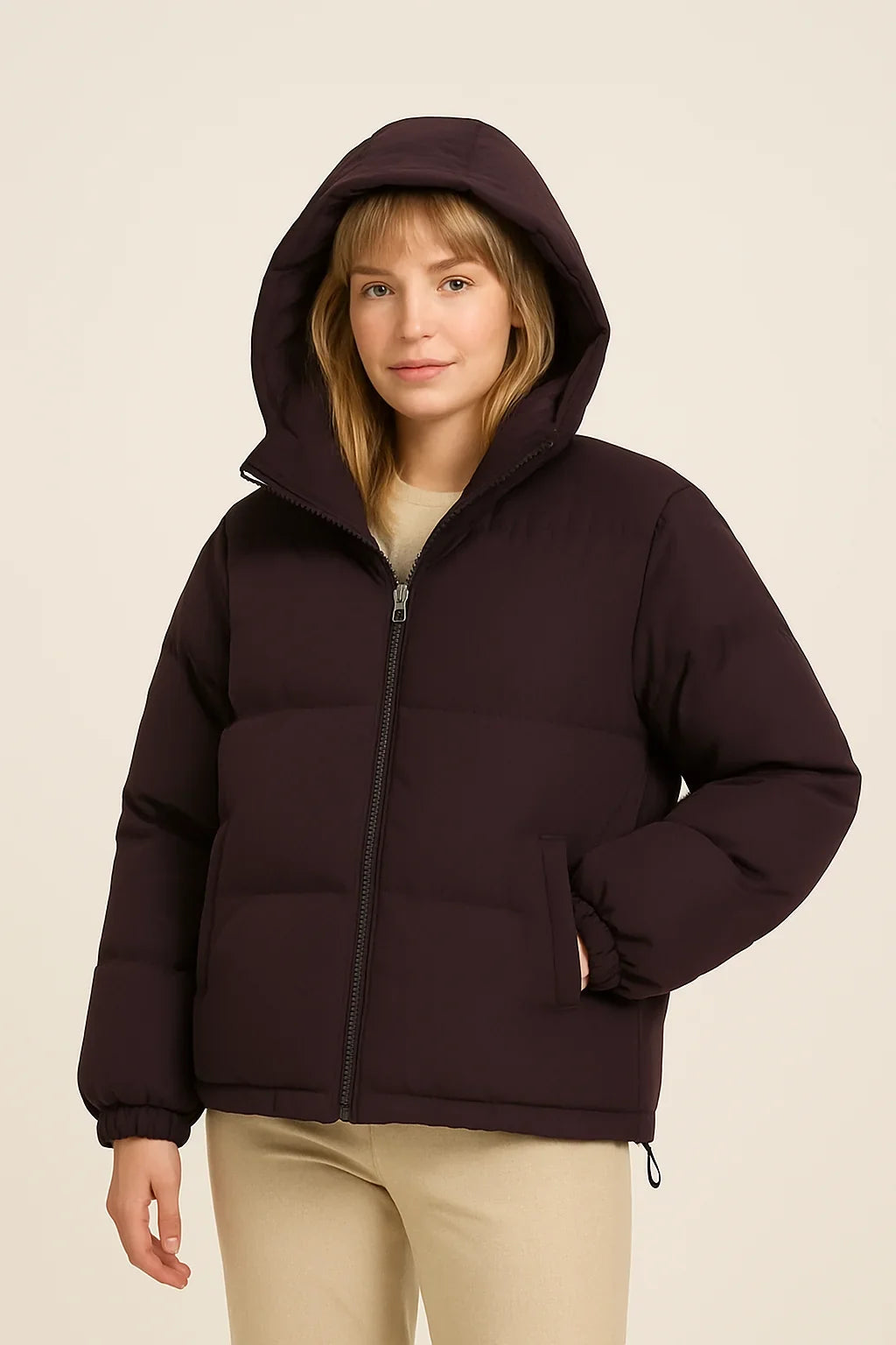 Brigitte | Women's Cropped Hooded Puffer with Oversized Body