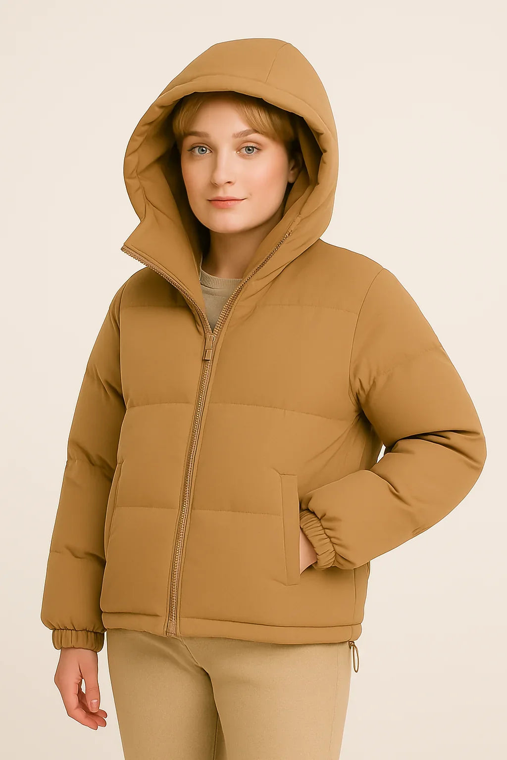 Brigitte | Women's Cropped Hooded Puffer with Oversized Body