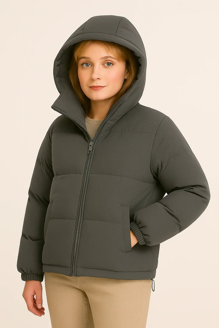 Brigitte | Women's Cropped Hooded Puffer with Oversized Body