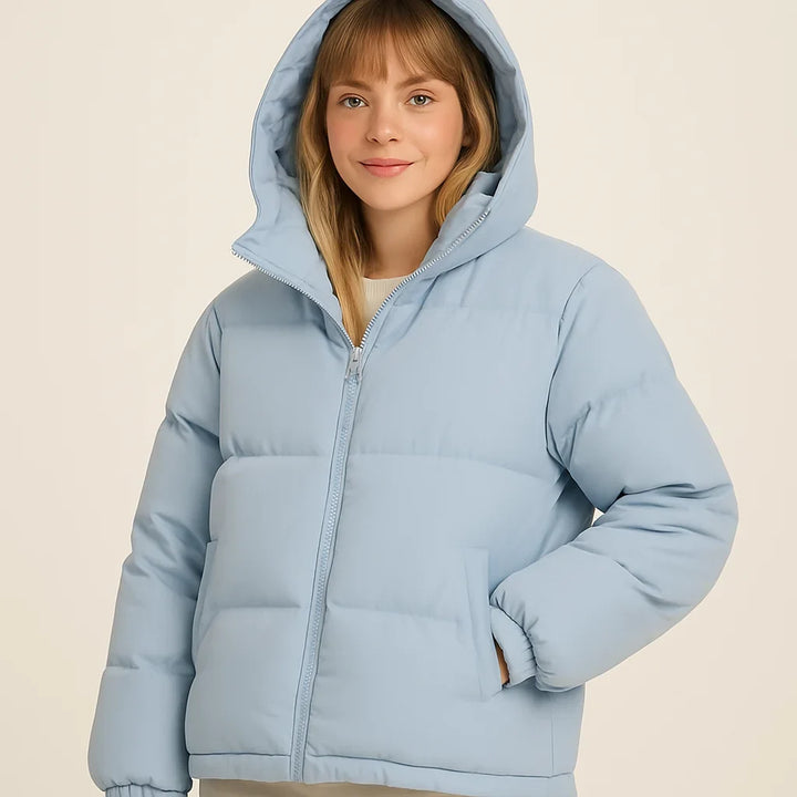 Brigitte | Women's Cropped Hooded Puffer with Oversized Body