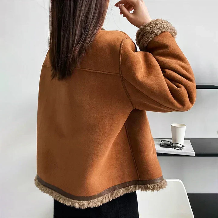 Francine | Women's Button-Front Jacket with Pile-Trimmed Collar