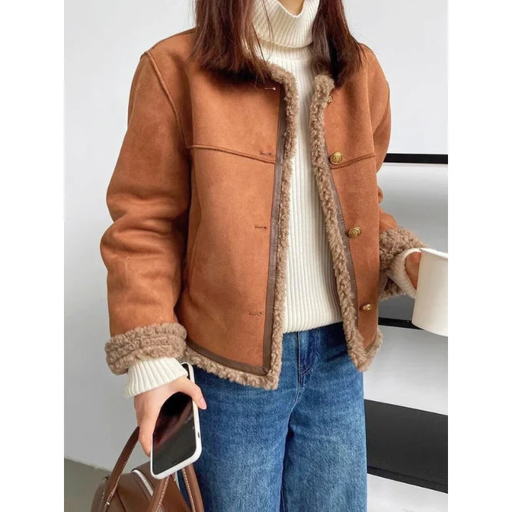 Francine | Women's Button-Front Jacket with Pile-Trimmed Collar