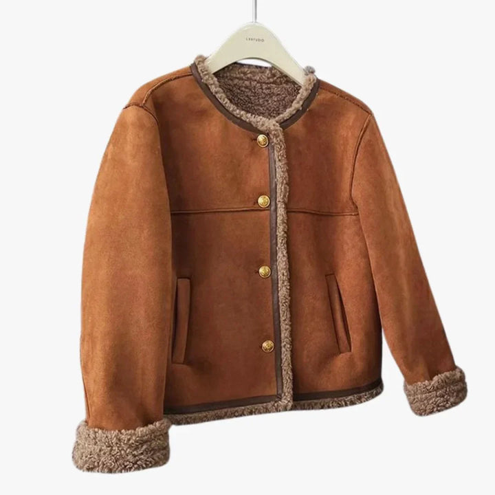 Francine | Women's Button-Front Jacket with Pile-Trimmed Collar