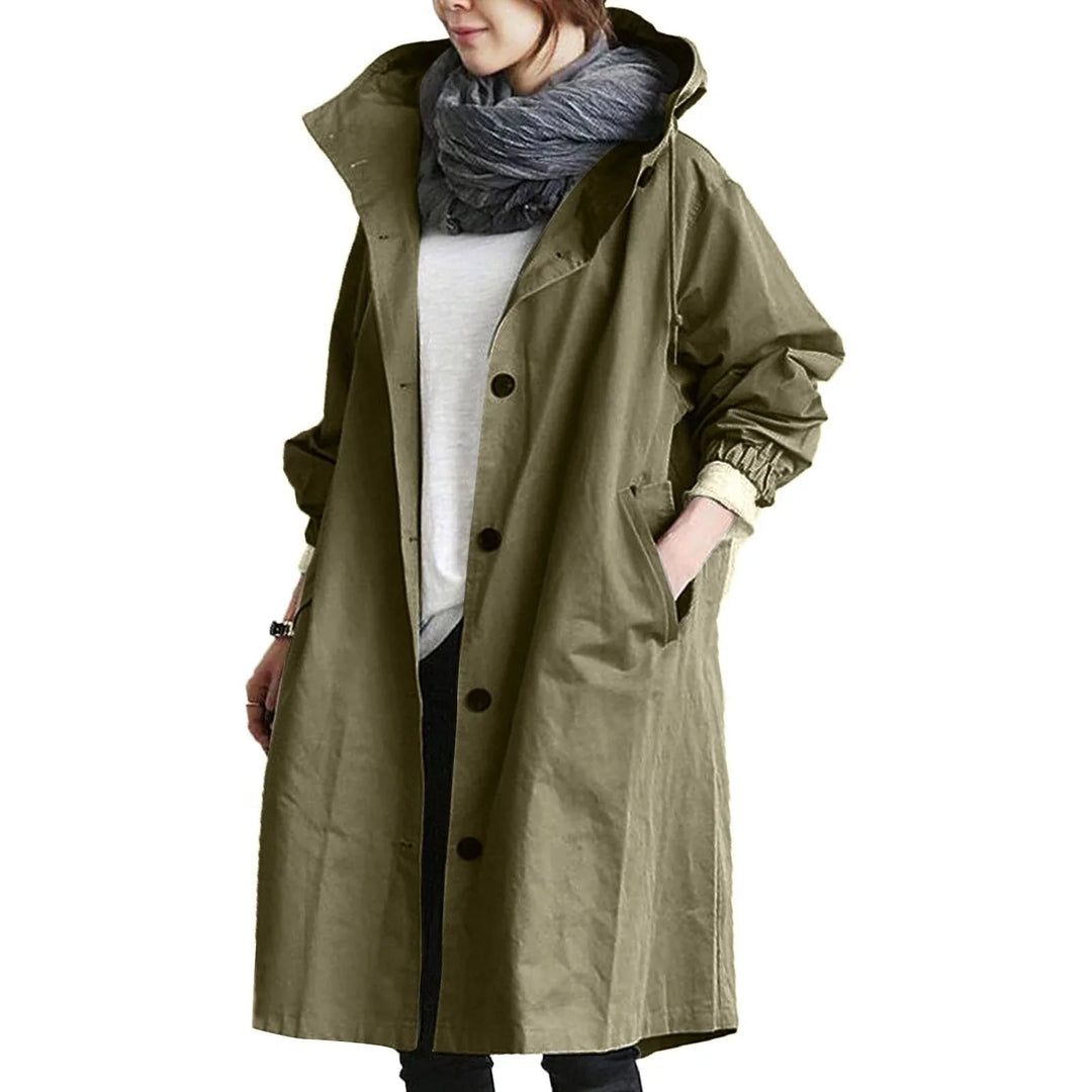 Gaelle | Women's Longline Hooded Coat with Snap Front