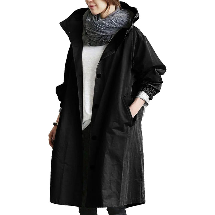 Gaelle | Women's Longline Hooded Coat with Snap Front