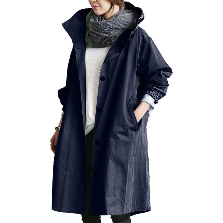 Gaelle | Women's Longline Hooded Coat with Snap Front