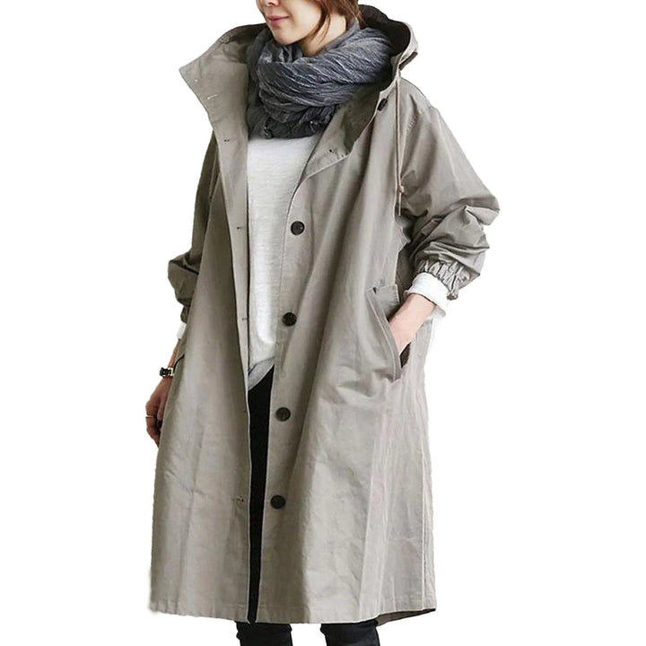 Gaelle | Women's Longline Hooded Coat with Snap Front