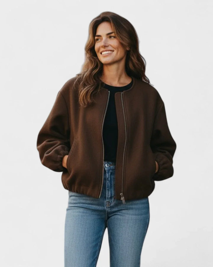 Josseline | Women's Cropped Bomber Jacket with Balloon Sleeves