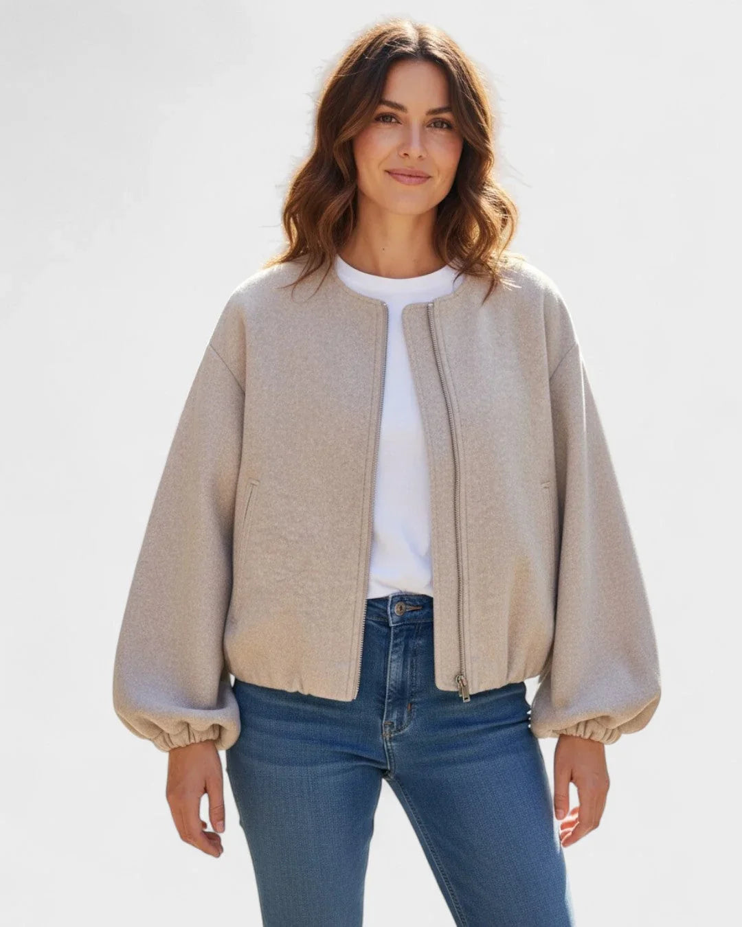 Josseline | Women's Cropped Bomber Jacket with Balloon Sleeves