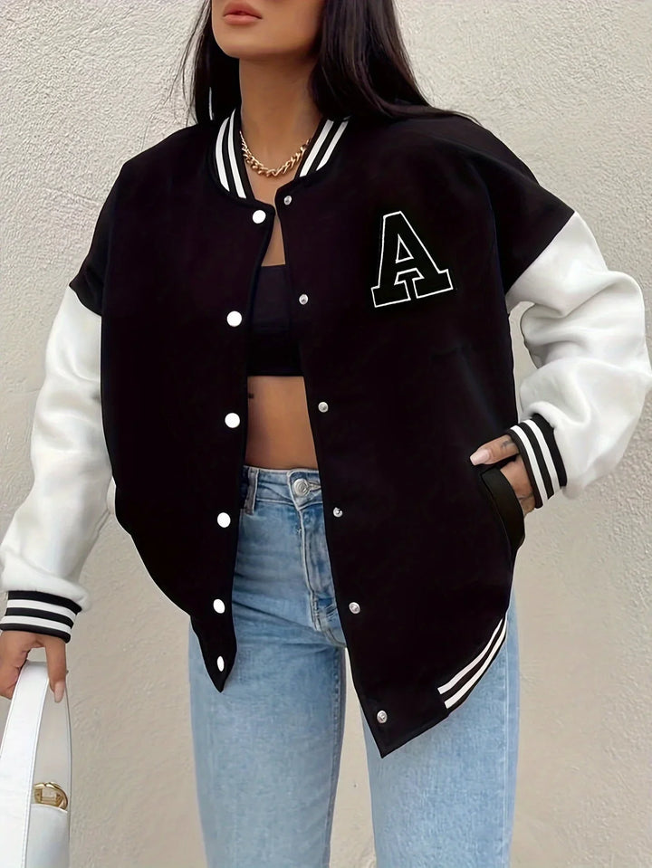 Helene | Women's Varsity Jacket with Contrast Sleeves