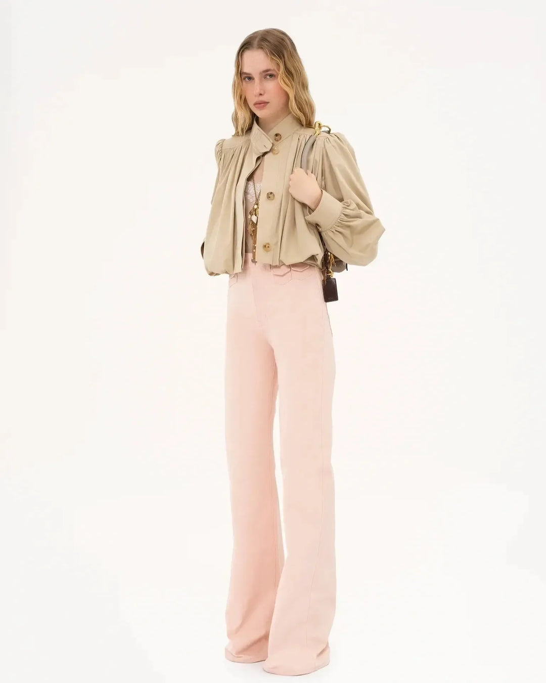 Rozenn | Women's Cropped Jacket with Gathered Puff Sleeves