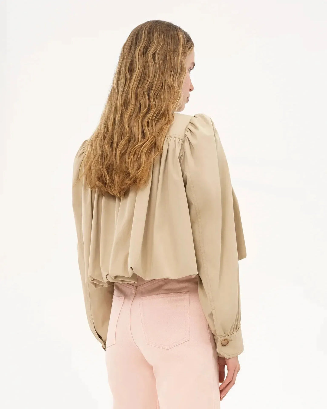 Rozenn | Women's Cropped Jacket with Gathered Puff Sleeves