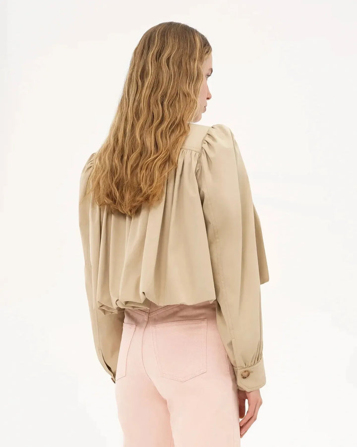 Rozenn | Women's Cropped Jacket with Gathered Puff Sleeves