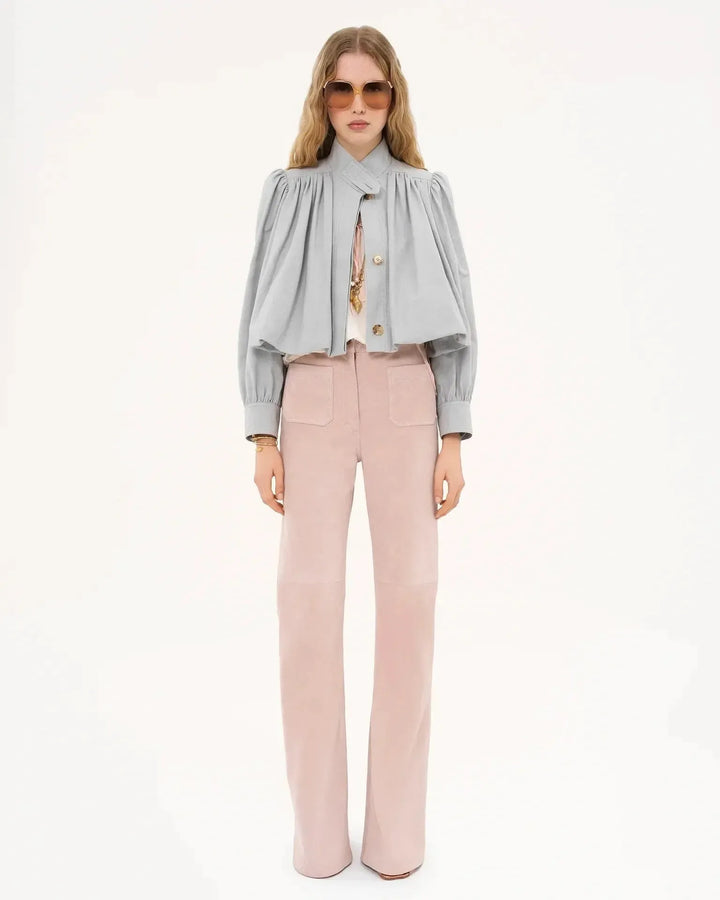 Rozenn | Women's Cropped Jacket with Gathered Puff Sleeves
