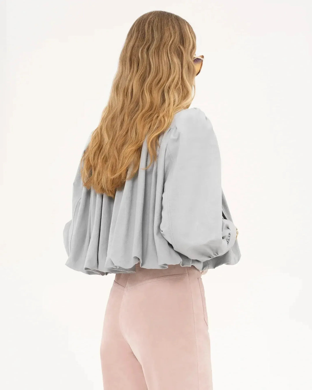 Rozenn | Women's Cropped Jacket with Gathered Puff Sleeves