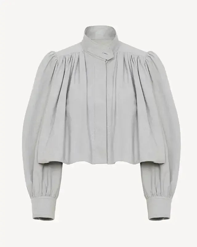 Rozenn | Women's Cropped Jacket with Gathered Puff Sleeves