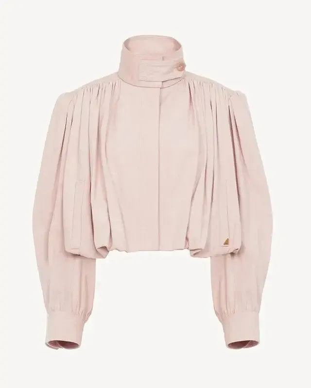 Rozenn | Women's Cropped Jacket with Gathered Puff Sleeves