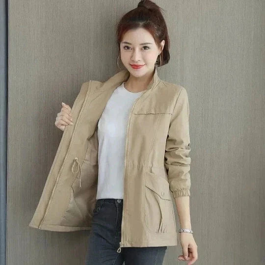 Domitille | Women's Cinched-Waist Jacket with Stand Collar