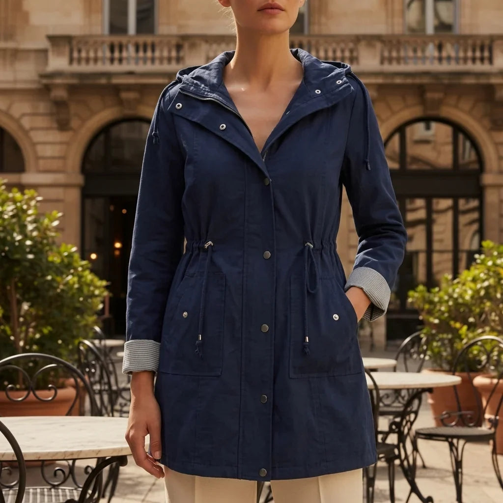 Irma | Women's Hooded Parka with Drawstring Waist and Roll Cuffs