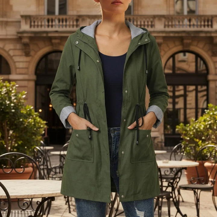 Irma | Women's Hooded Parka with Drawstring Waist and Roll Cuffs