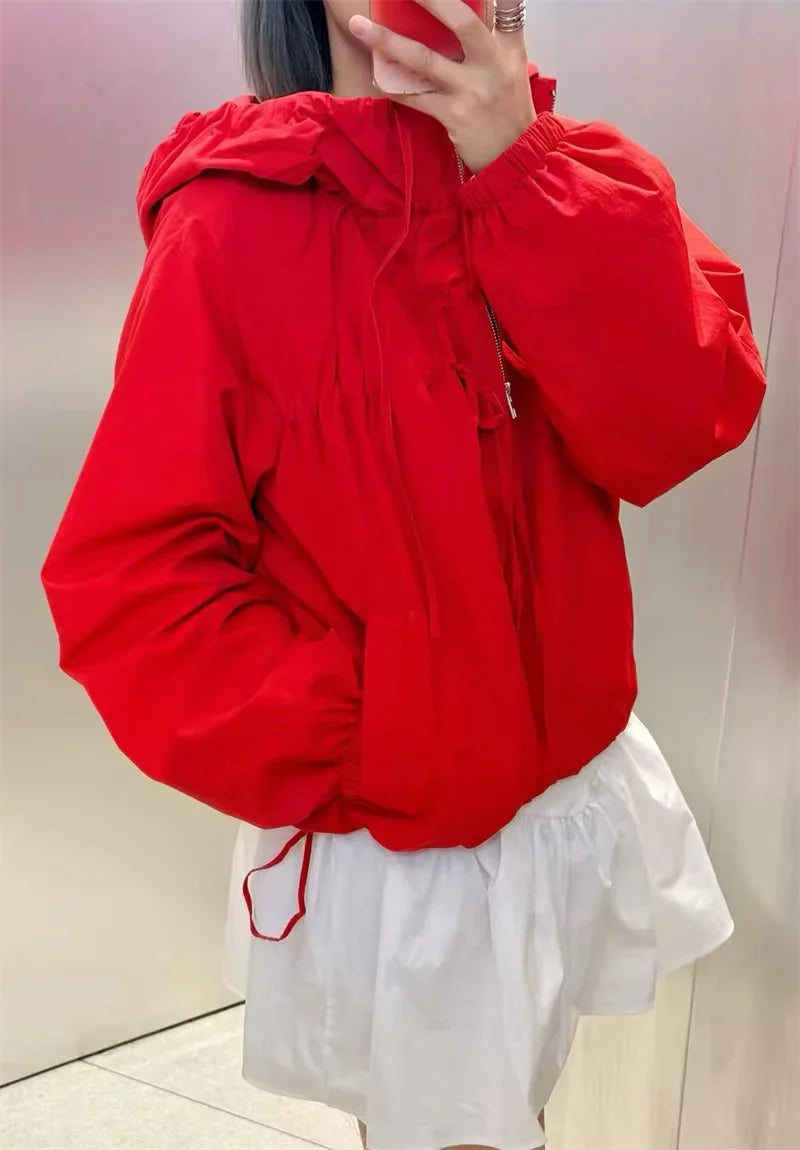 Ariane | Women's Cropped Hooded Windbreaker with Drawcord Hem