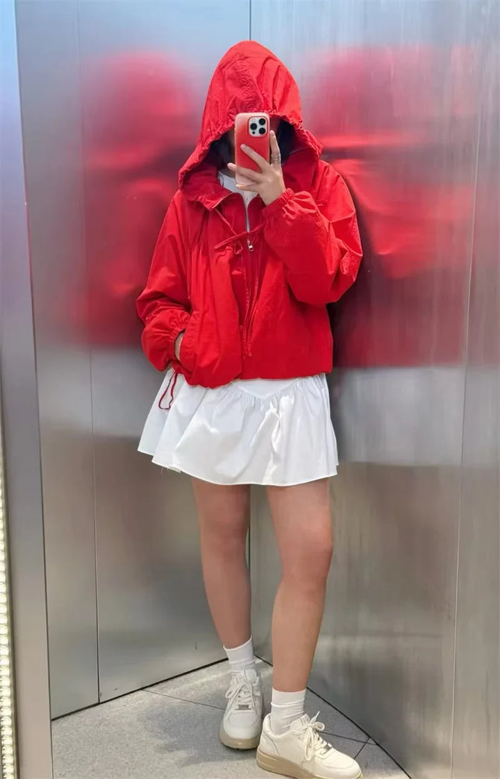 Ariane | Women's Cropped Hooded Windbreaker with Drawcord Hem