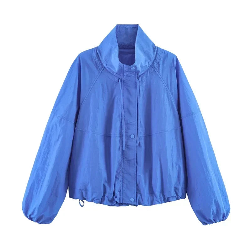 Perrette | Women's Cropped Blouson Jacket with Stand Collar