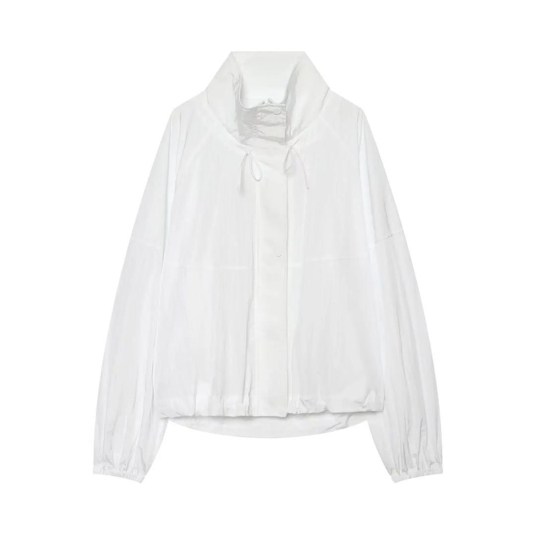 Perrette | Women's Cropped Blouson Jacket with Stand Collar