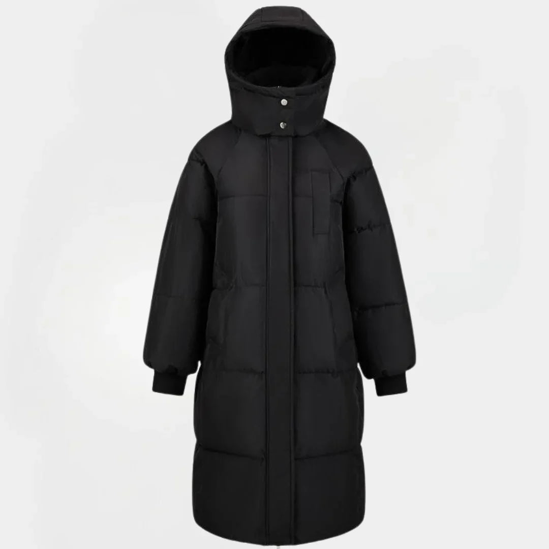 Vera | Women's Long Hooded Puffer Coat with Stand Collar