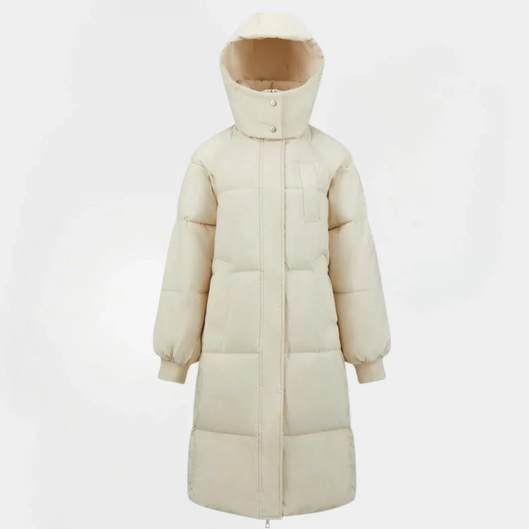 Vera | Women's Long Hooded Puffer Coat with Stand Collar