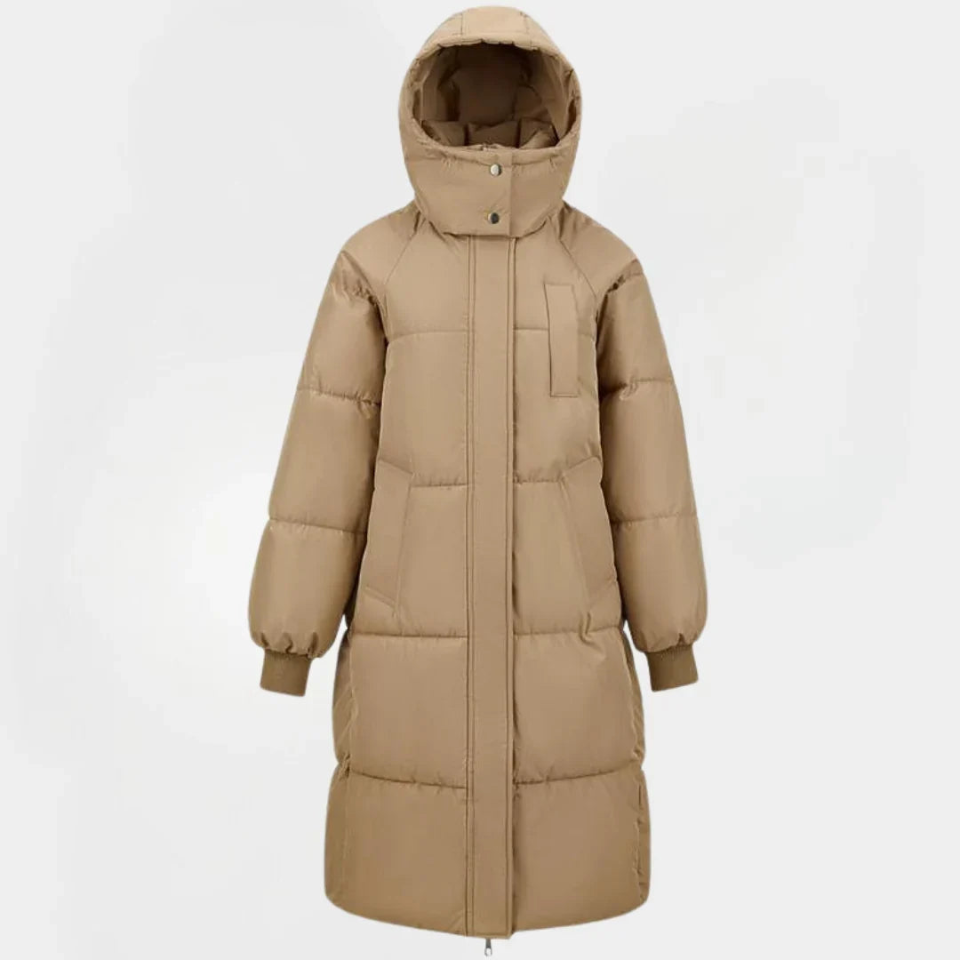 Vera | Women's Long Hooded Puffer Coat with Stand Collar