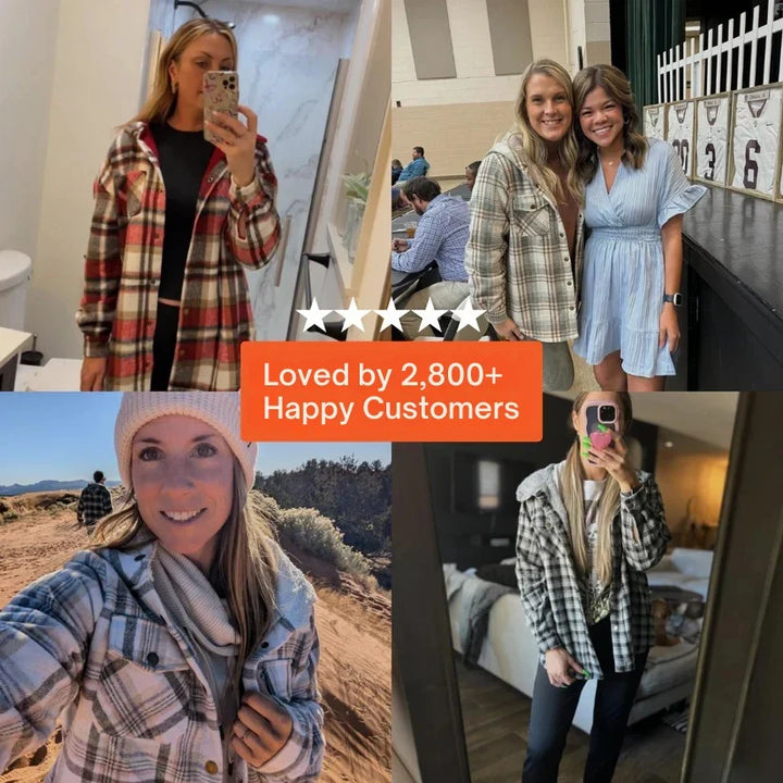 Coralie | Women's Oversized Hooded Check Shacket with Chest Pockets