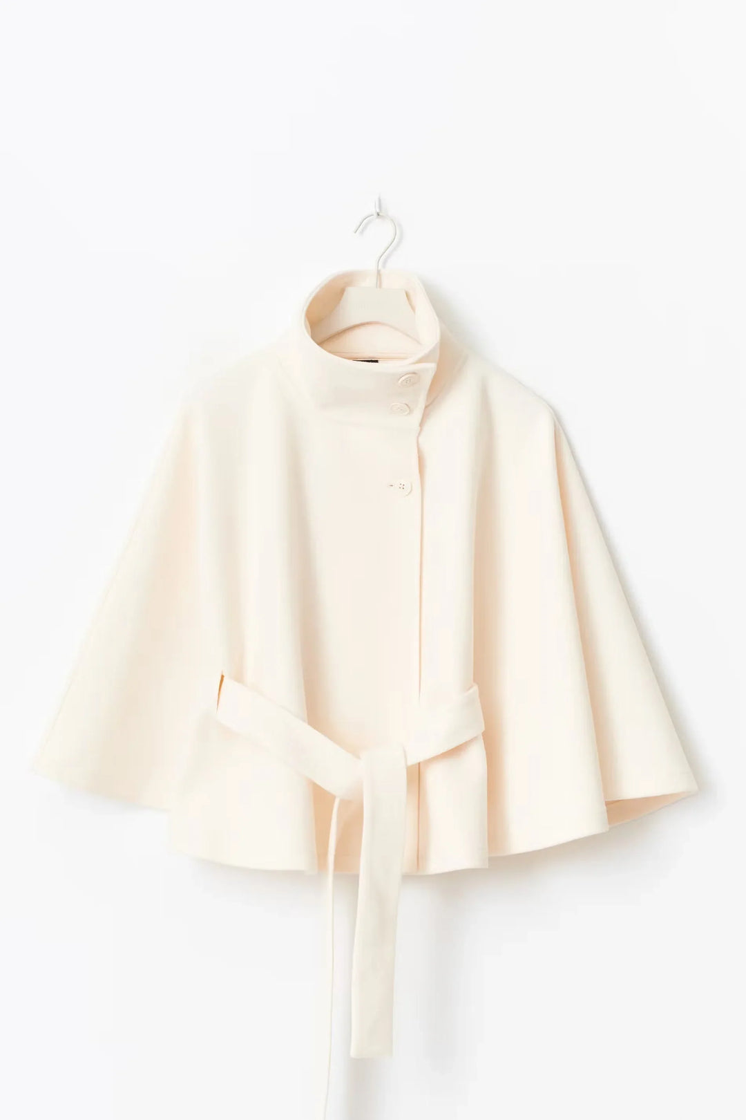 Isabeau | Women's Belted Cape Coat with Funnel Neck