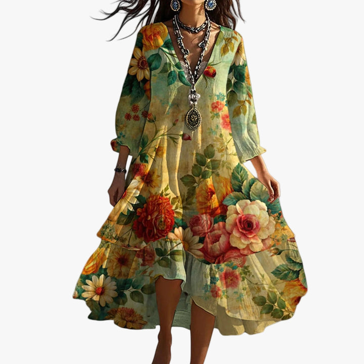 womens-boho-woven-midi-dress-with-v-neck-and-tiered-skirt-1