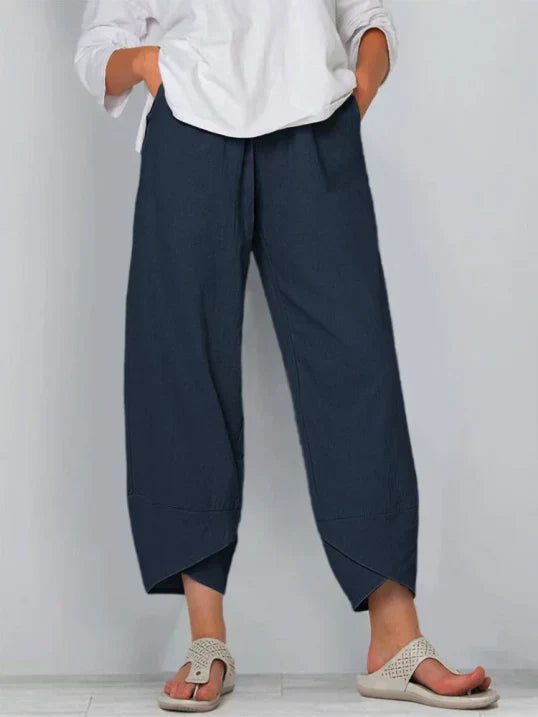 womens-casual-linen-blend-pants-with-pull-on-waist-and-overlap-hem-4